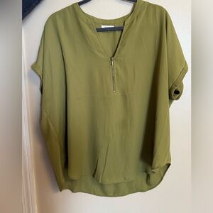 Maurices Olive Zipper Blouse